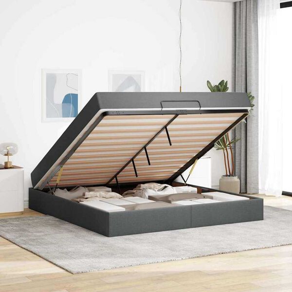 vidaXL Σκελετός Κρεβατιού Σκούρο γκρι 180 x 200 cm ύφασμα