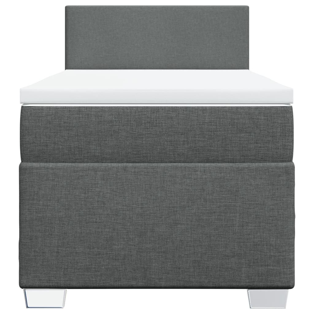 vidaXL Κρεβάτι Boxspring με Στρώμα Σκούρο Γκρι 90x200 εκ. Υφασμάτινο
