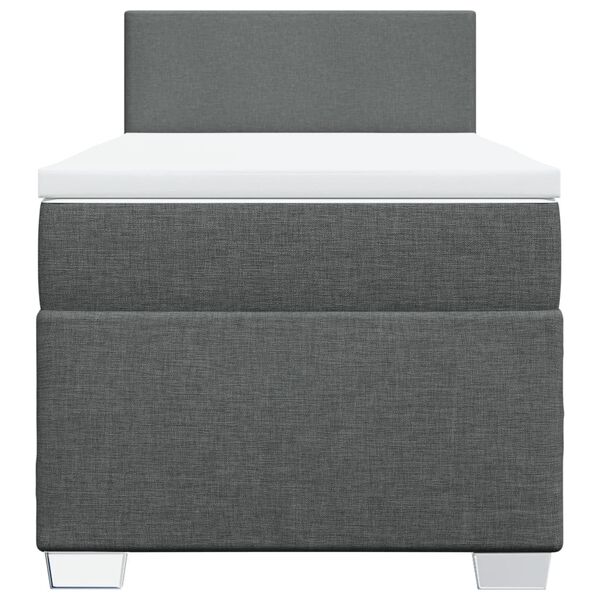 vidaXL Κρεβάτι Boxspring με Στρώμα Σκούρο Γκρι 90x200 εκ. Υφασμάτινο