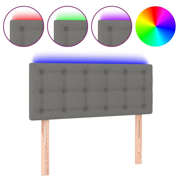 vidaXL Κεφαλάρι Κρεβατιού LED Σκούρο Γκρι 100x5x78/88 εκ. Υφασμάτινο