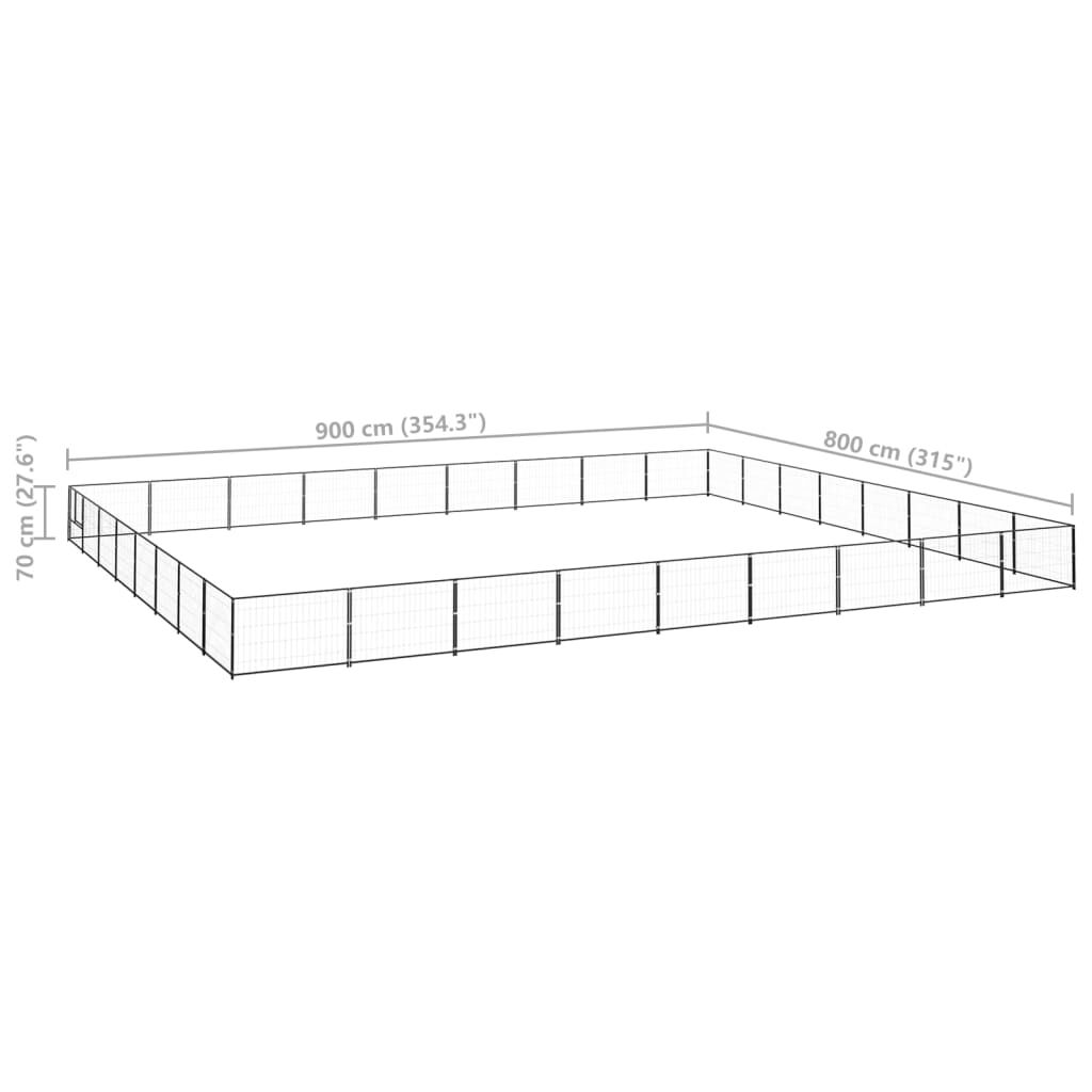 vidaXL Σπιτάκι Σκύλου Μαύρο 72 μ² Ατσάλινο