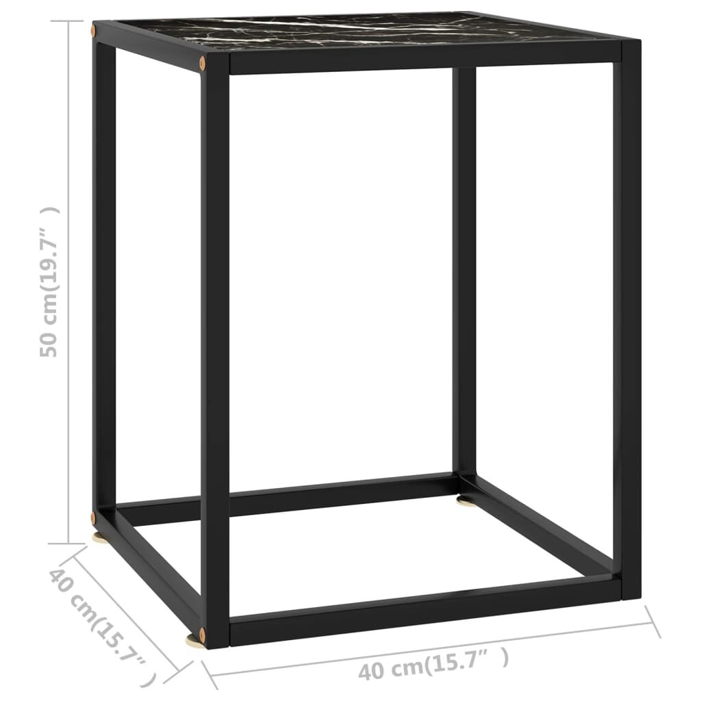 vidaXL Τραπεζάκι Σαλονιού Μαύρο 40x40x50 εκ. Μαύρο Γυαλί Όψη Μαρμάρου