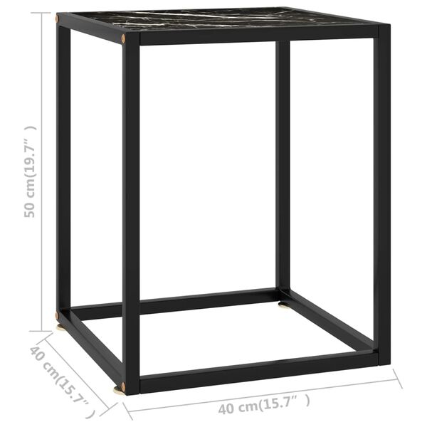 vidaXL Τραπεζάκι Σαλονιού Μαύρο 40x40x50 εκ. Μαύρο Γυαλί Όψη Μαρμάρου