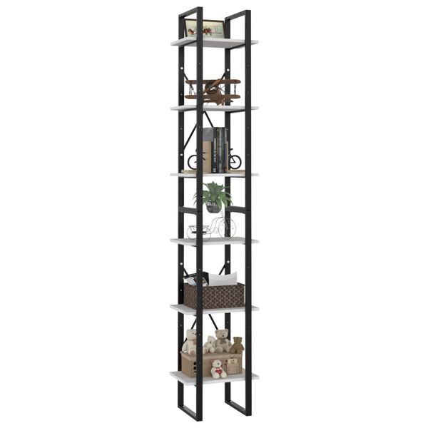vidaXL Βιβλιοθήκη με 6 Ράφια Λευκή 40 x 30 x 210 εκ. από Επεξ. Ξύλο