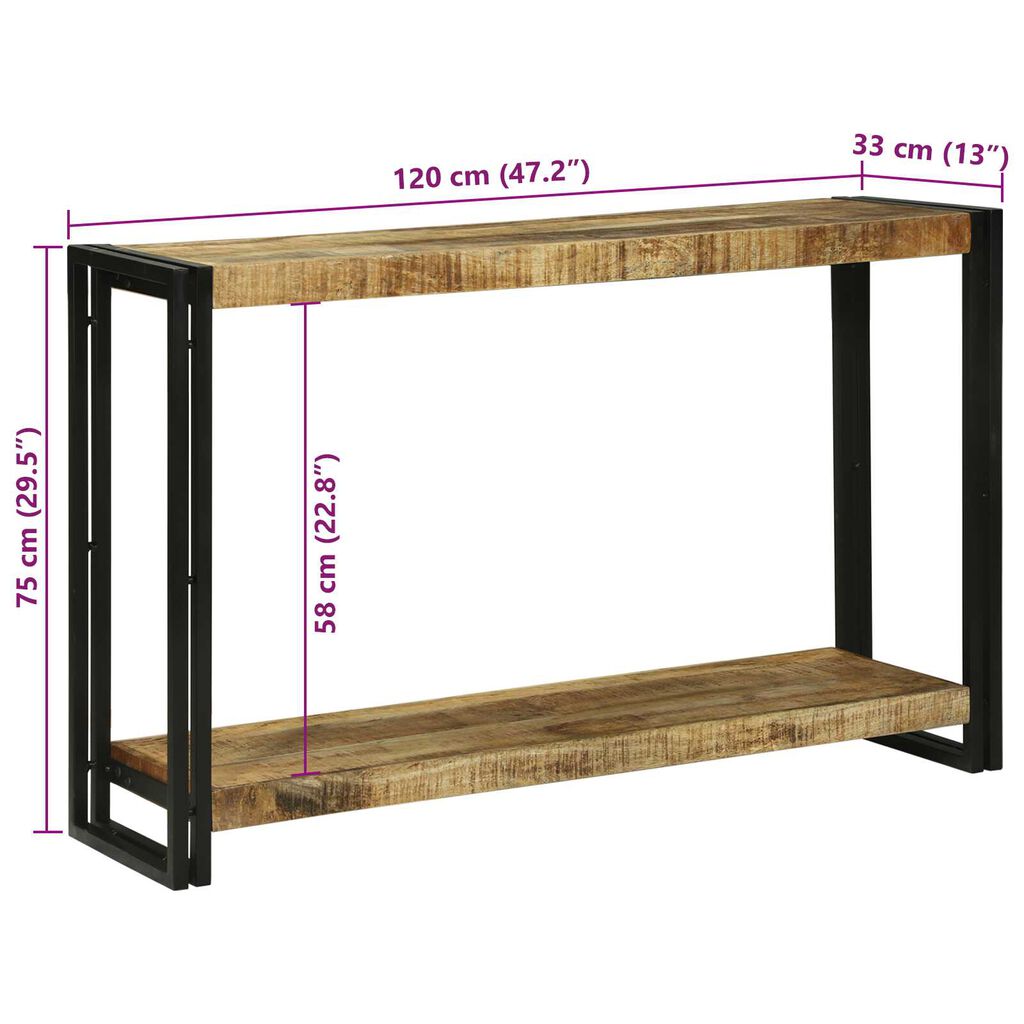 vidaXL Τραπέζι κονσόλας 120x33x75 εκ Μασίφ Ξύλο Μάνγκο