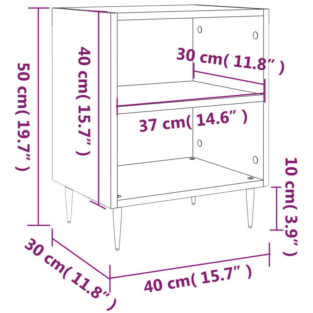 vidaXL Κομοδίνο Λευκό 40 x 30 x 50 εκ. από Επεξεργασμένο Ξύλο