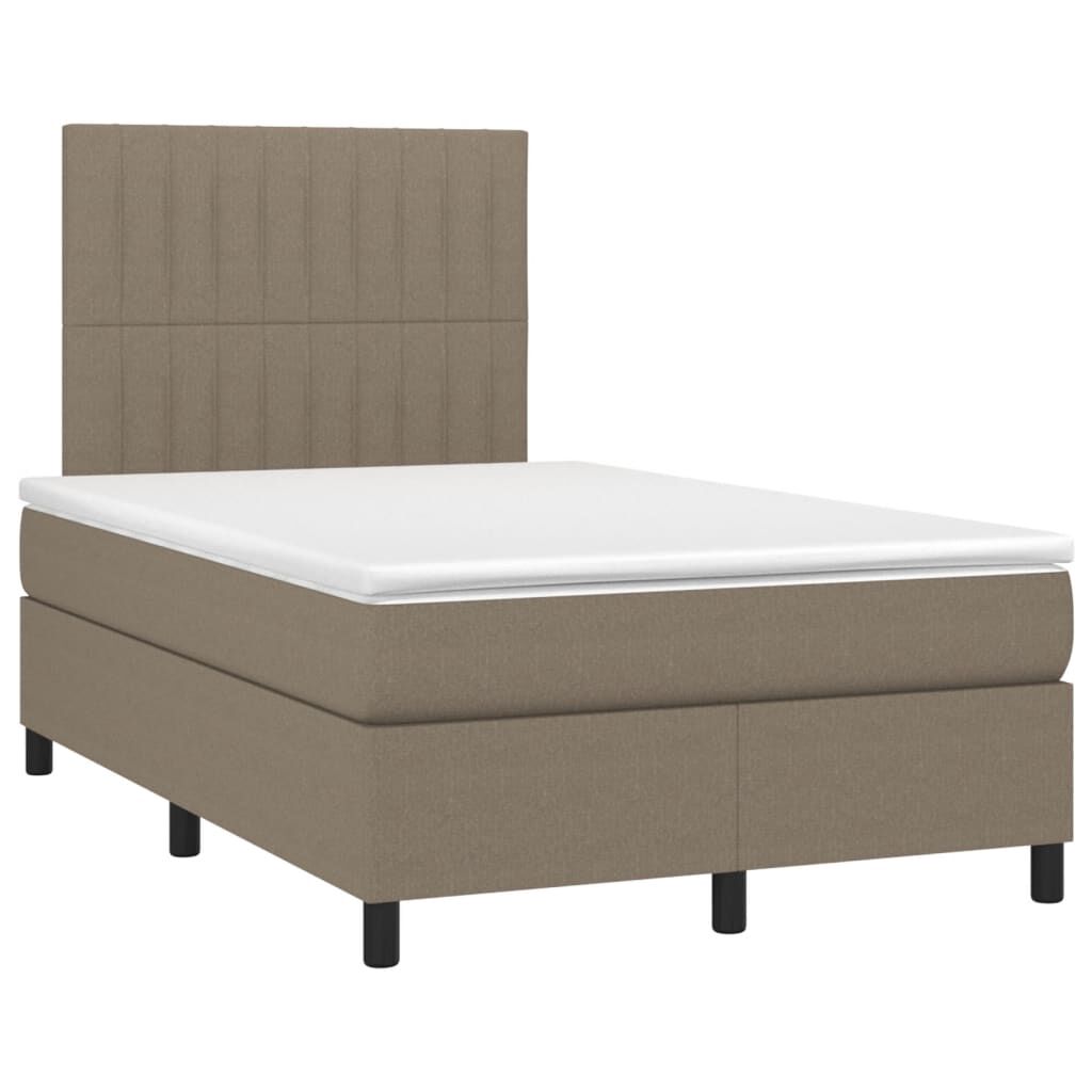 vidaXL Κρεβάτι Boxspring με Στρώμα & LED Taupe 120x190 εκ. Υφασμάτινο