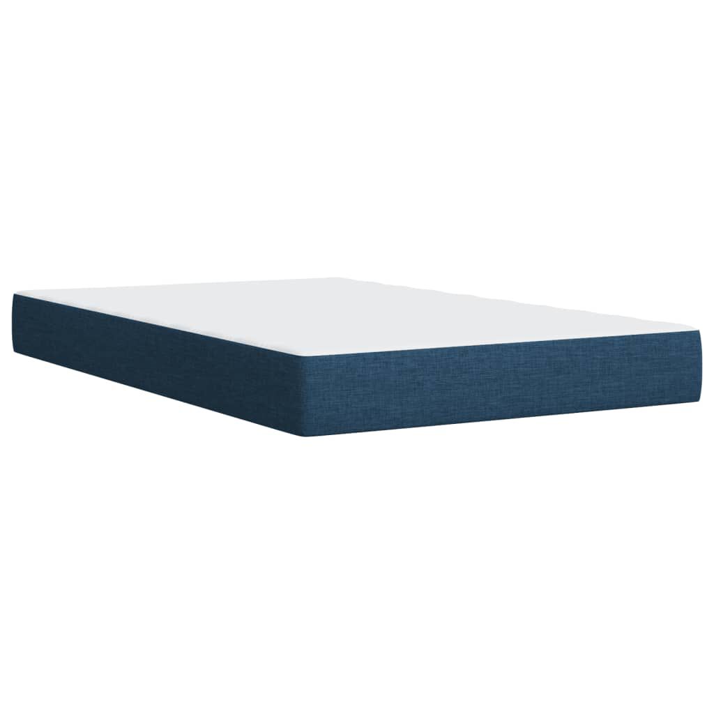 vidaXL Κρεβάτι Boxspring με Στρώμα Μπλε 120x190 εκ. Υφασμάτινο