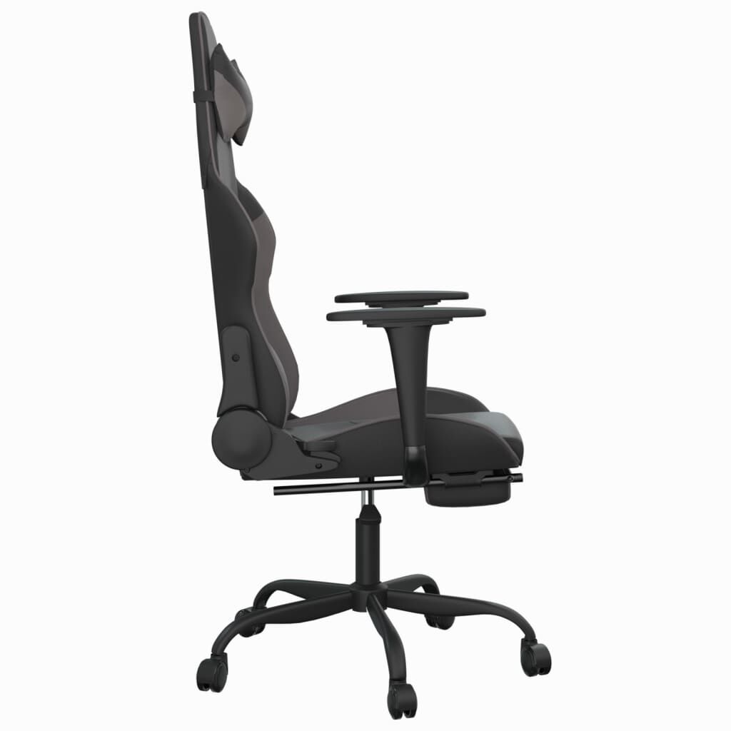 vidaXL Καρέκλα Gaming Μασάζ Υποπόδιο Μαύρο&Γκρι από Συνθετικό Δέρμα