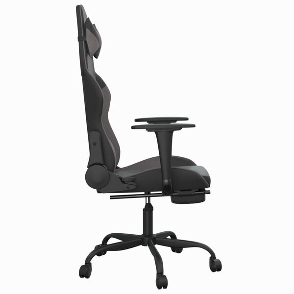 vidaXL Καρέκλα Gaming Μασάζ Υποπόδιο Μαύρο&Γκρι από Συνθετικό Δέρμα