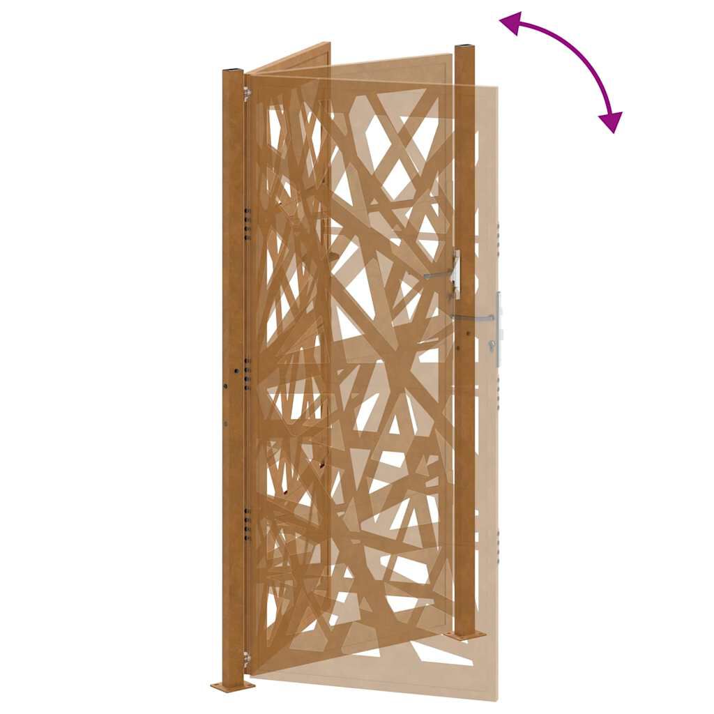 vidaXL Πύλη κήπου 105x205 cm από καιρικό χάλυβα Light Design
