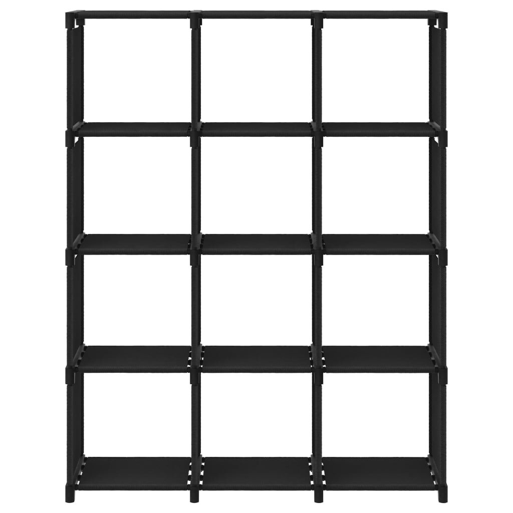 vidaXL Ραφιέρα με 12 Κύβους Μαύρη 103 x 30 x 141 εκ. Υφασμάτινη