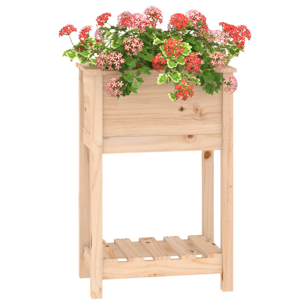 vidaXL Ζαρντινιέρα με Ράφι 54 x 34,5 x 81 εκ. από Μασίφ Ξύλο Πεύκου