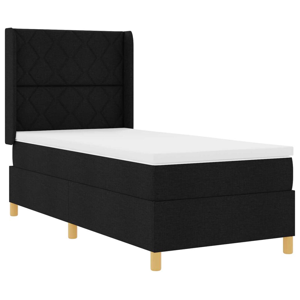 vidaXL Κρεβάτι με ελατήριο με στρώμα Μαύρο 100 x 200 cm ύφασμα