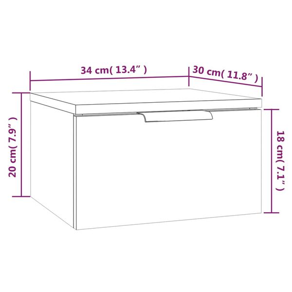 vidaXL Κομοδίνα Επιτοίχια 2 τεμ. Γκρι Sonoma 34x30x20 εκ.