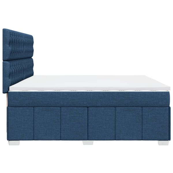 vidaXL Κρεβάτι Boxspring με Στρώμα Μπλε 200x200 εκ. Υφασμάτινο