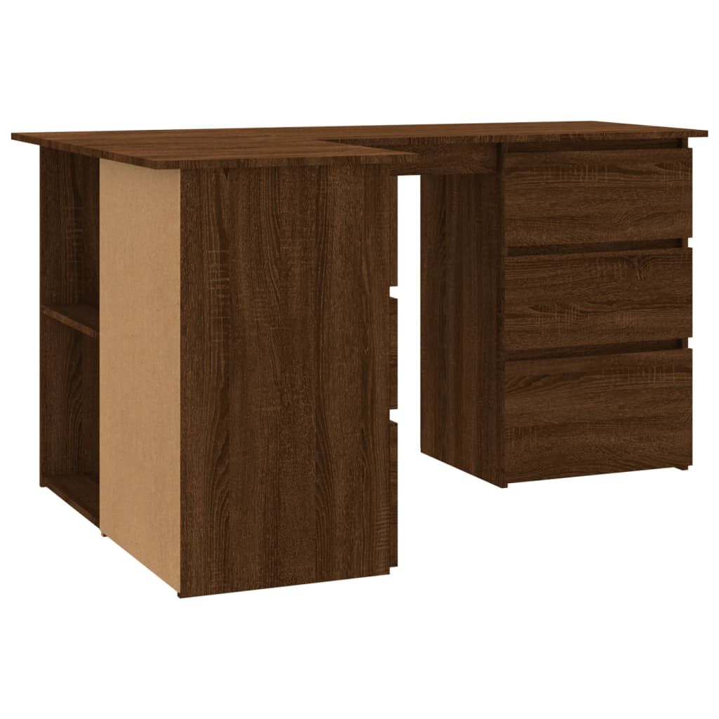 vidaXL Γραφείο Γωνιακό Καφέ Δρυς 145x100x76 εκ. Επεξεργασμένο Ξύλο