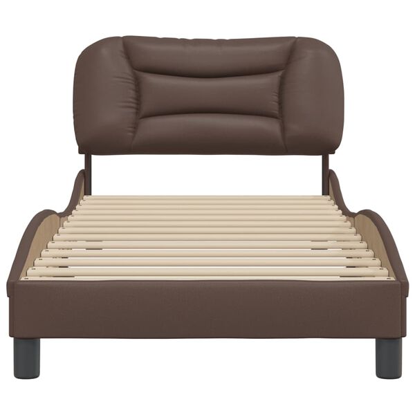 vidaXL Πλαίσιο κρεβατιού χωρίς Στρώμα Hvar Καφέ 80x200 εκ. Συνθετικό Δέρμα