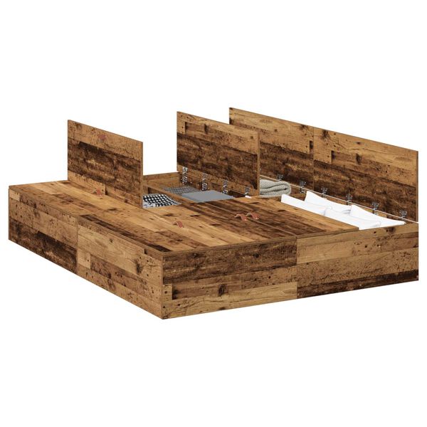 vidaXL Κρεβάτι Αποθήκευσης από Παλιό Ξύλο 160 x 200 cm