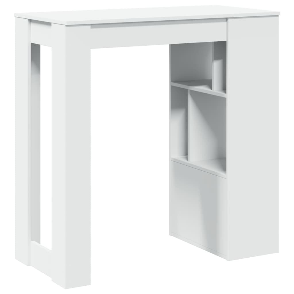 vidaXL Τραπέζι Μπαρ με Ράφια Λευκό 102 x 50 x 103,5 εκ.από Επεξ. Ξύλο