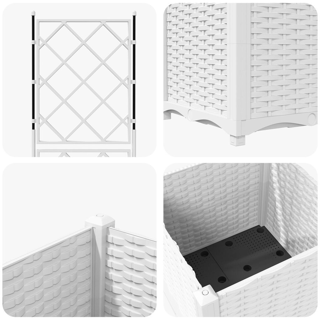 vidaXL Γλάστρα Κήπου με Πλέγμα Λευκή 40x40x143 εκ