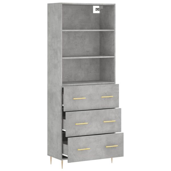 vidaXL Ντουλάπι Γκρι Σκυροδέματος 69,5x34x180 εκ. Επεξεργασμένο Ξύλο