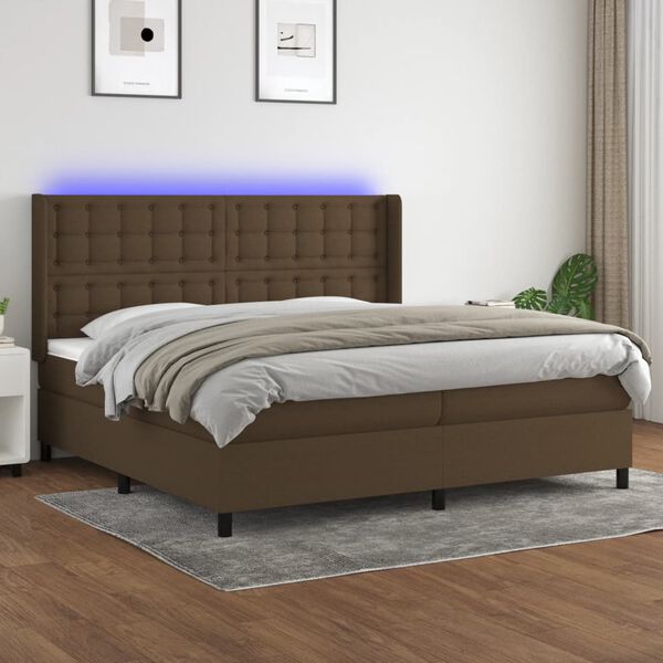 vidaXL &Kappa;&rho;&epsilon;&beta;ά&tau;&iota; Boxspring &mu;&epsilon; &Sigma;&tau;&rho;ώ&mu;&alpha; & LED &Sigma;&kappa;.&Kappa;&alpha;&phi;έ 200x200&epsilon;&kappa;. &Upsilon;&phi;&alpha;&sigma;&mu;ά&tau;&iota;&nu;&omicron;