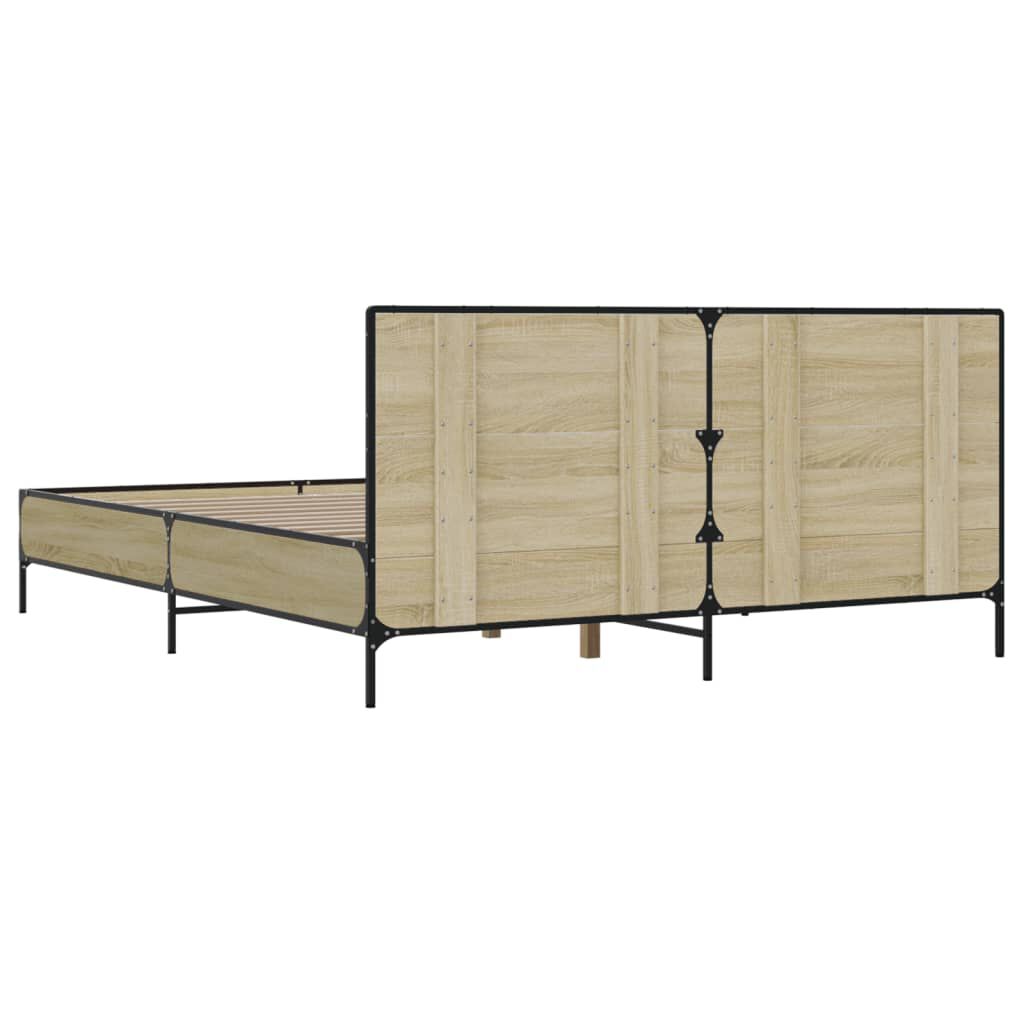 vidaXL Πλαίσιο Κρεβατιού Sonoma Δρυς 120x200 εκ. Επεξ. Ξύλο & Μέταλλο
