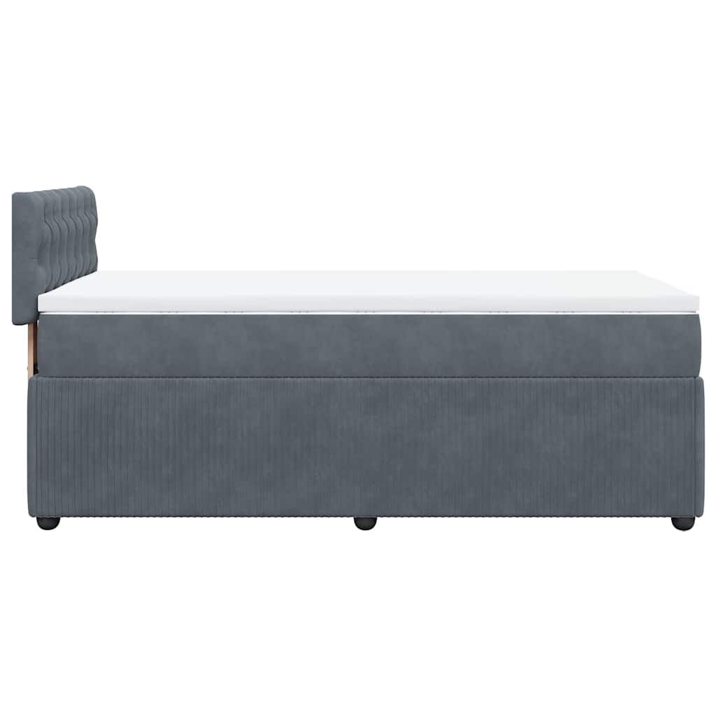 vidaXL Κρεβάτι Boxspring με Στρώμα Σκούρο Γκρι 90x200 εκ. Βελούδινο