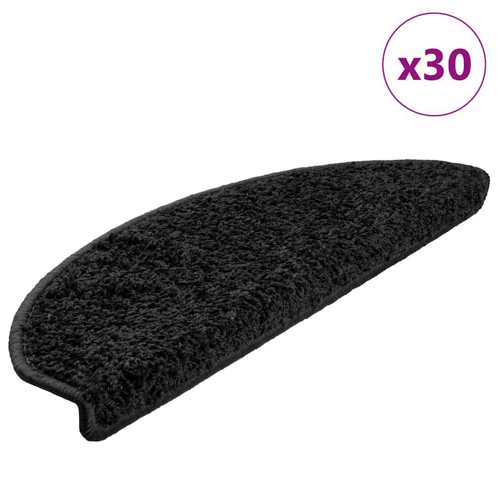 vidaXL Πατάκια για σκάλες 30 τεμάχια Μαύρο 65x21x4 cm