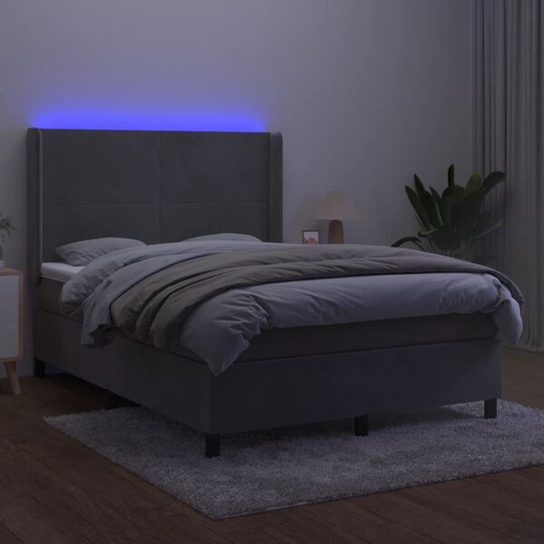 vidaXL &Kappa;&rho;&epsilon;&beta;ά&tau;&iota; Boxspring &mu;&epsilon; &Sigma;&tau;&rho;ώ&mu;&alpha; & LED &Alpha;&nu;.&Gamma;&kappa;&rho;&iota; 140x200 &epsilon;&kappa;. &Beta;&epsilon;&lambda;&omicron;ύ&delta;&iota;&nu;&omicron;