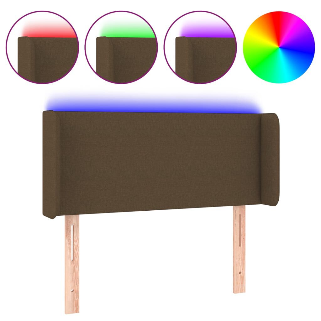 vidaXL Κεφαλάρι Κρεβατιού LED Σκούρο Καφέ 103x16x78/88 εκ. Υφασμάτινο