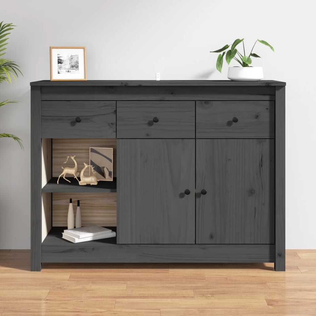 vidaXL Ντουλάπι Γκρι 100 x 35 x 74 εκ. από Μασίφ Ξύλο Πεύκου