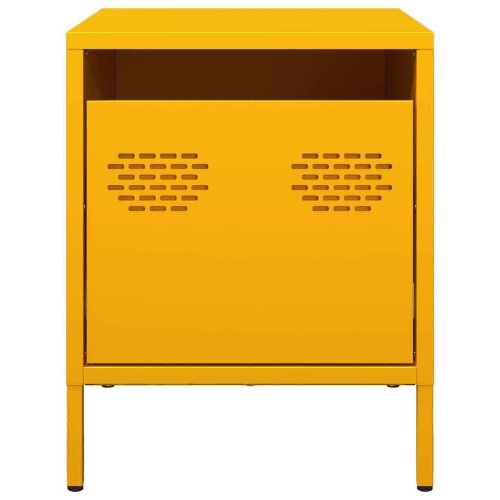 vidaXL Κομοδίνο Μουσταρδί 35x39x43,5 εκ. από Χάλυβα