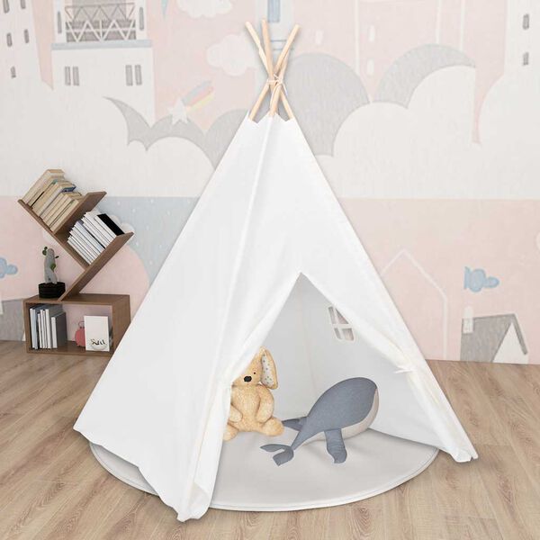 vidaXL &Sigma;&kappa;&eta;&nu;ή Teepee &Pi;&alpha;&iota;&delta;&iota;&kappa;ή &Lambda;&epsilon;&upsilon;&kappa;ή 120x120x150 &epsilon;&kappa;. Peach Skin &mu;&epsilon; &Sigma;ά&kappa;&omicron;