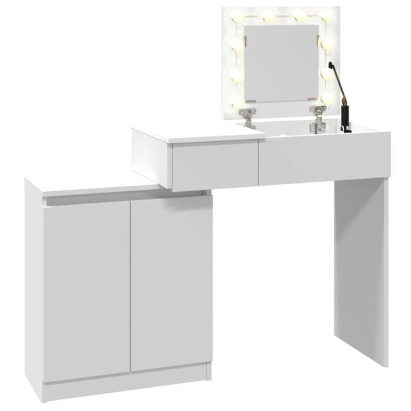 vidaXL Μπουντουάρ με LED Λευκό 115x37x110,5 εκ.