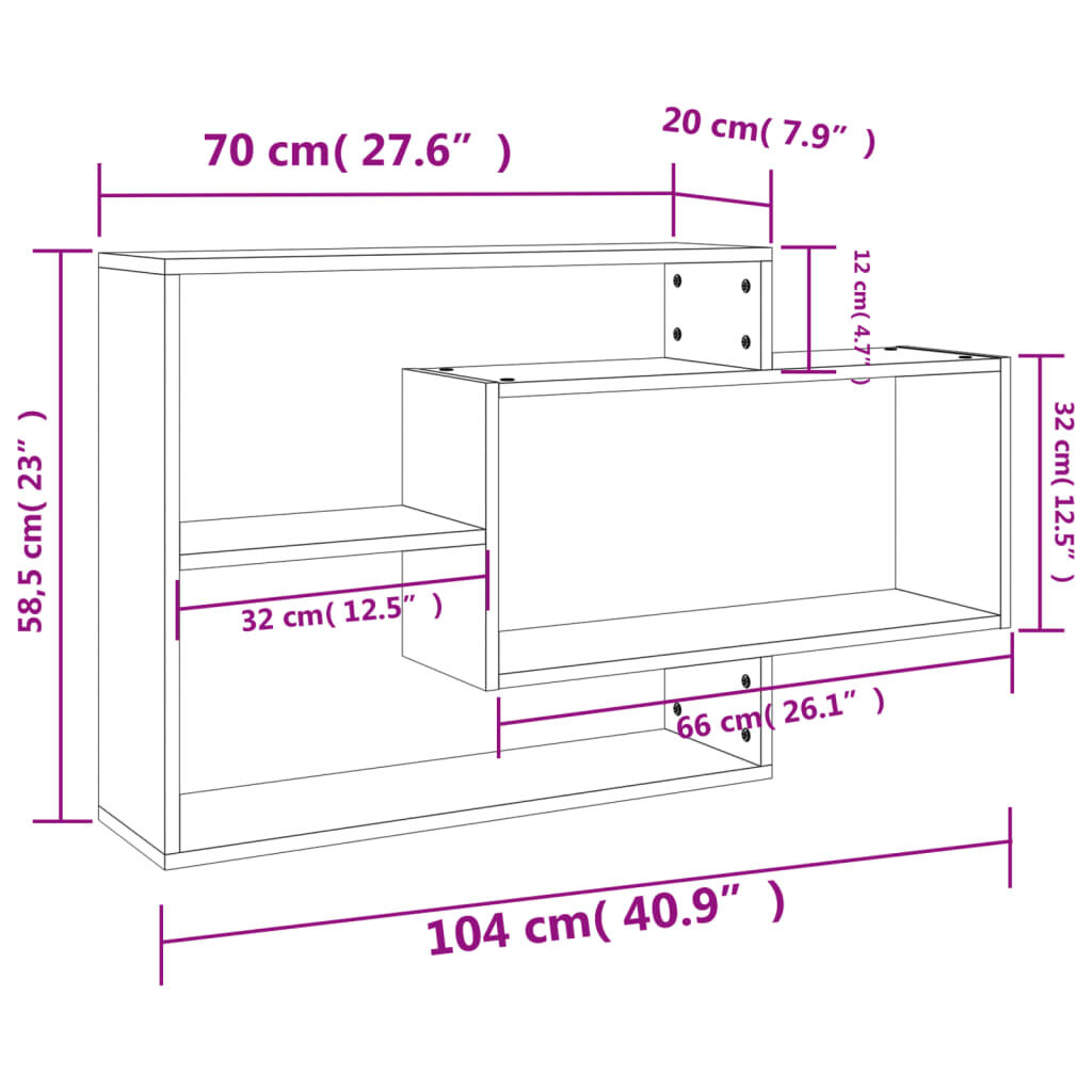 vidaXL Ραφιέρα Τοίχου Γκρι Σκυροδέματος 104x20x58,5 εκ. Επεξ. Ξύλο