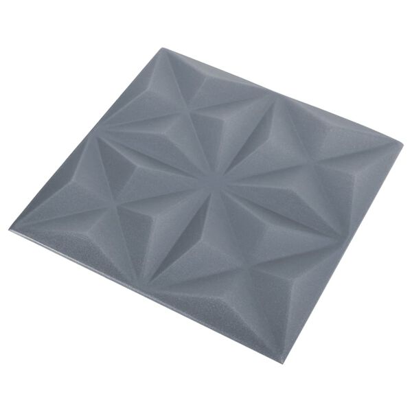 vidaXL Πάνελ Τοίχου 3D 24 τεμ. Γκρι Origami 50 x 50 εκ. 6 μ²