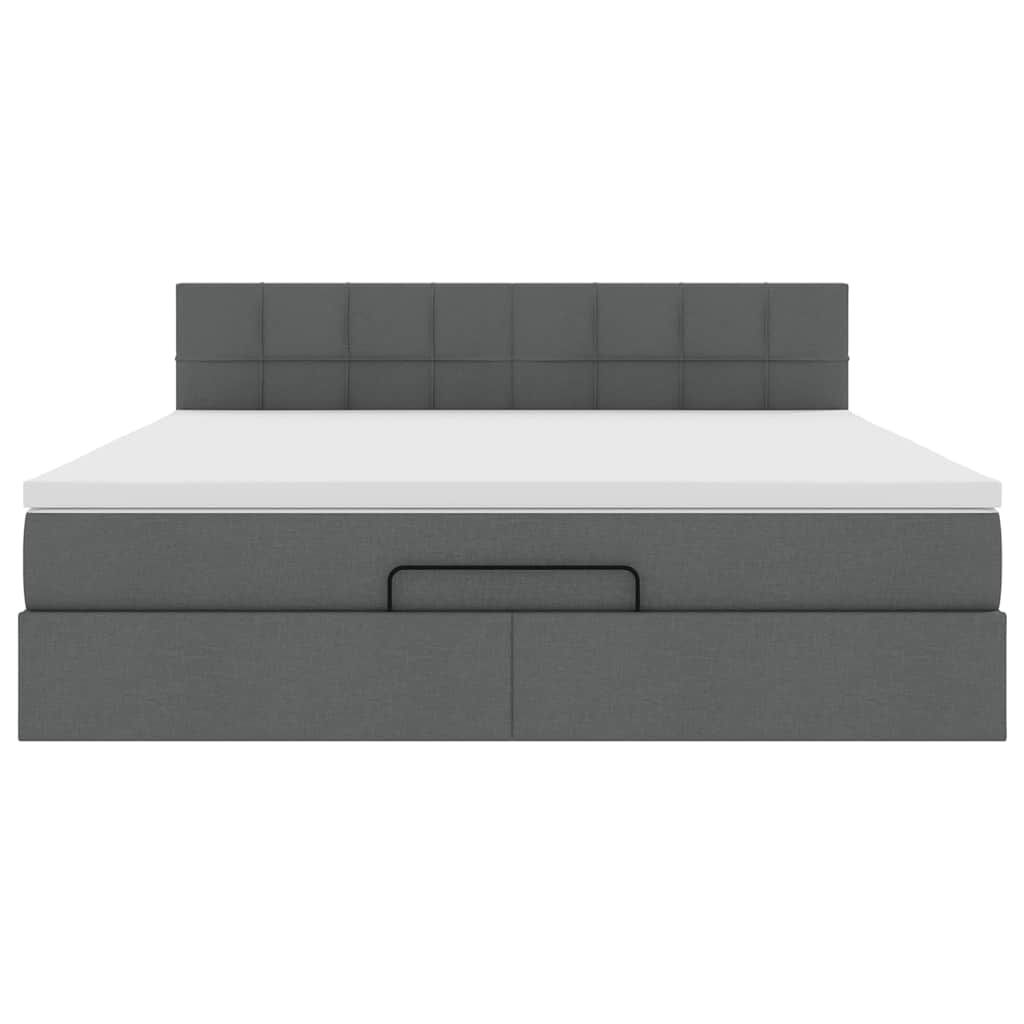 vidaXL Οθωμανικό κρεβάτι με στρώμα σκούρο γκρι 180x200cm ύφασμα