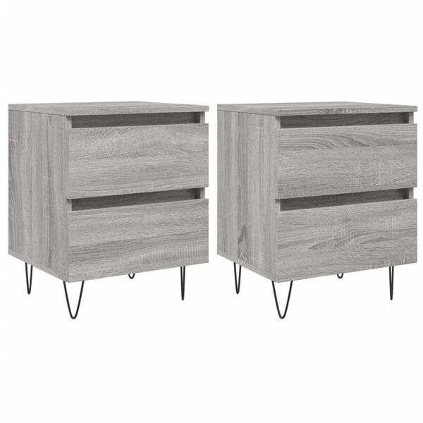vidaXL Κομοδίνα 2 τεμ. Γκρι Sonoma 40x35x50 εκ. από Επεξεργασμένο Ξύλο