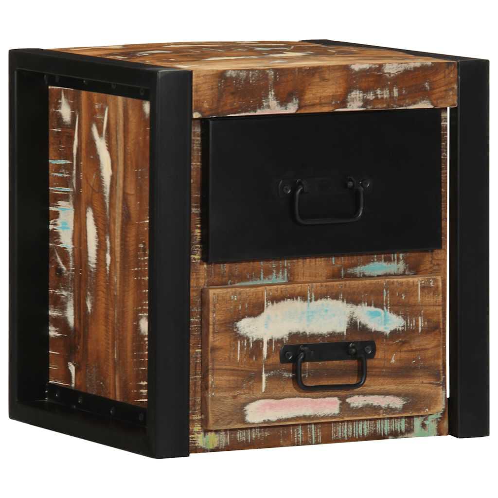 vidaXL Κομοδίνα 2 τεμάχια Πολύχρωμο 40x35x40cm Ξύλο μασίφ αναγεννημένο