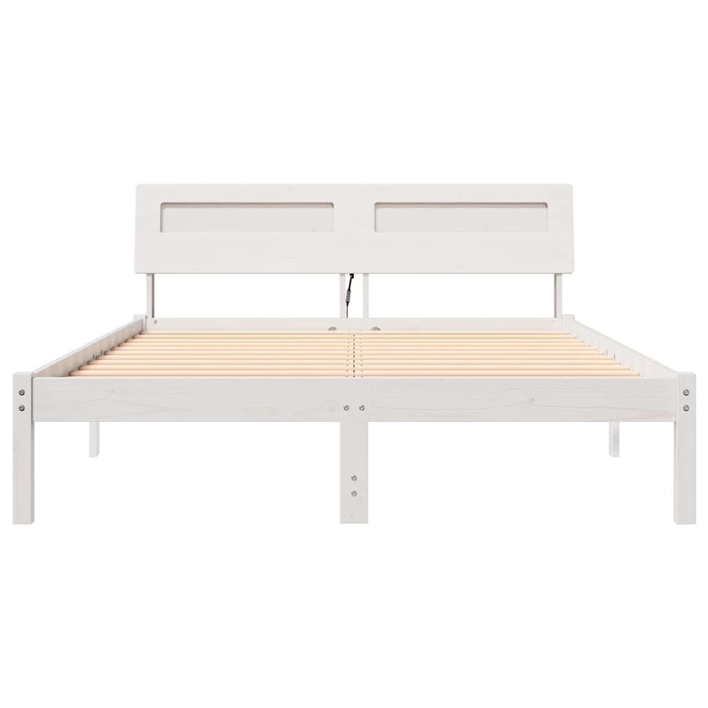 vidaXL Σκελετός Κρεβατιού Λευκό 140 x 190 cm Μασίφ ξύλο πεύκου