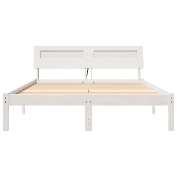 vidaXL Σκελετός Κρεβατιού Λευκό 140 x 190 cm Μασίφ ξύλο πεύκου