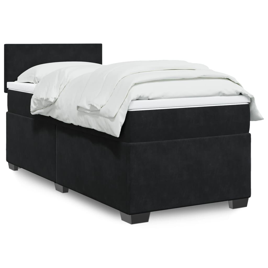 vidaXL Κρεβάτι Boxspring με Στρώμα Μαύρο 80 x 200 εκ. Βελούδινο