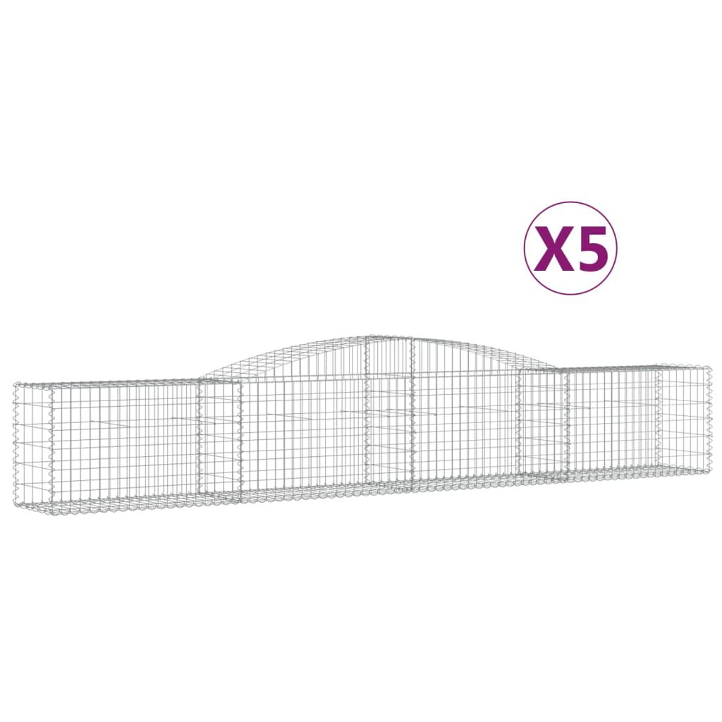 vidaXL Συρματοκιβώτια Τοξωτά 5 τεμ. 400x50x60/80 εκ. Γαλβαν. Ατσάλι
