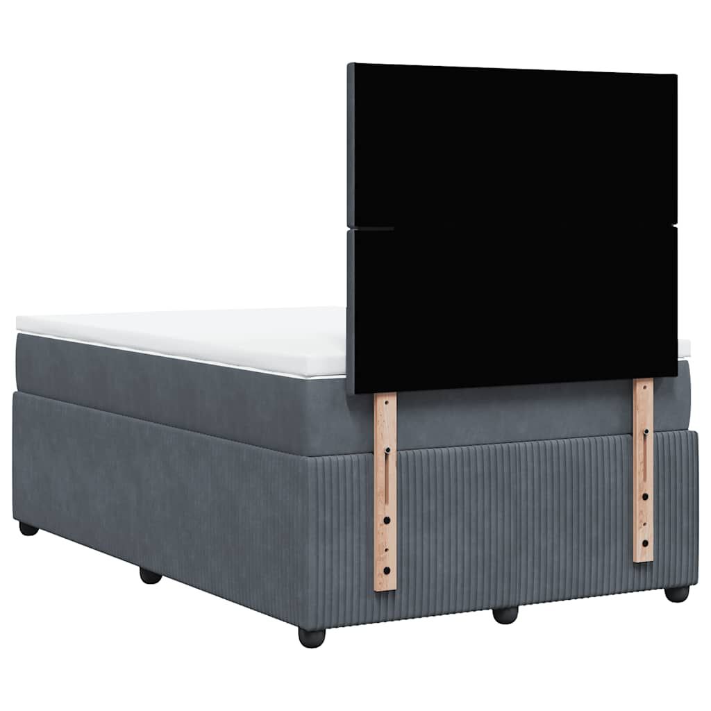vidaXL Κρεβάτι Boxspring με Στρώμα Σκούρο Γκρι 120x200 εκ. Βελούδινο