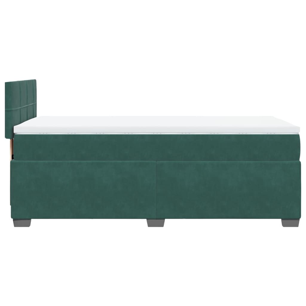 vidaXL Κρεβάτι Boxspring με Στρώμα Σκούρο Πράσινο 80x200 εκ. Βελούδινο