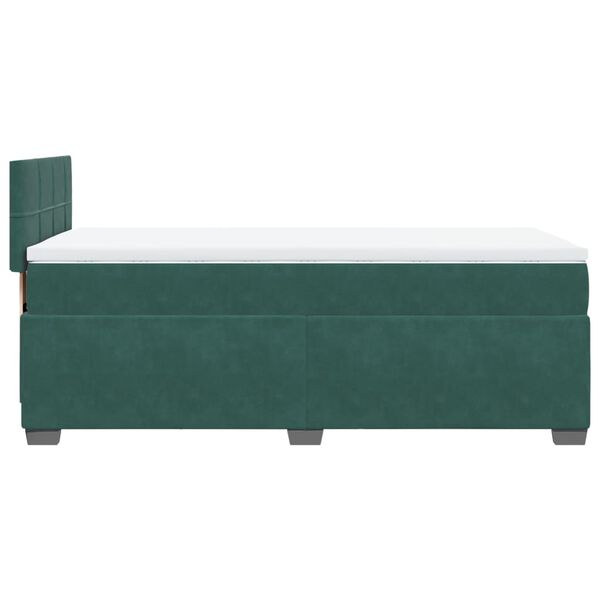 vidaXL Κρεβάτι Boxspring με Στρώμα Σκούρο Πράσινο 80x200 εκ. Βελούδινο