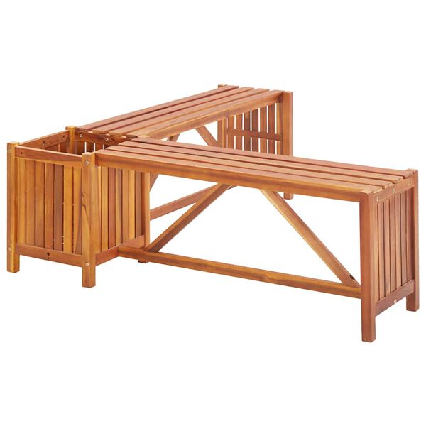 vidaXL Παγκάκι Γωνιακό Κήπου με Γλάστρα 117x117x40 εκ. Ξύλο Ακακίας