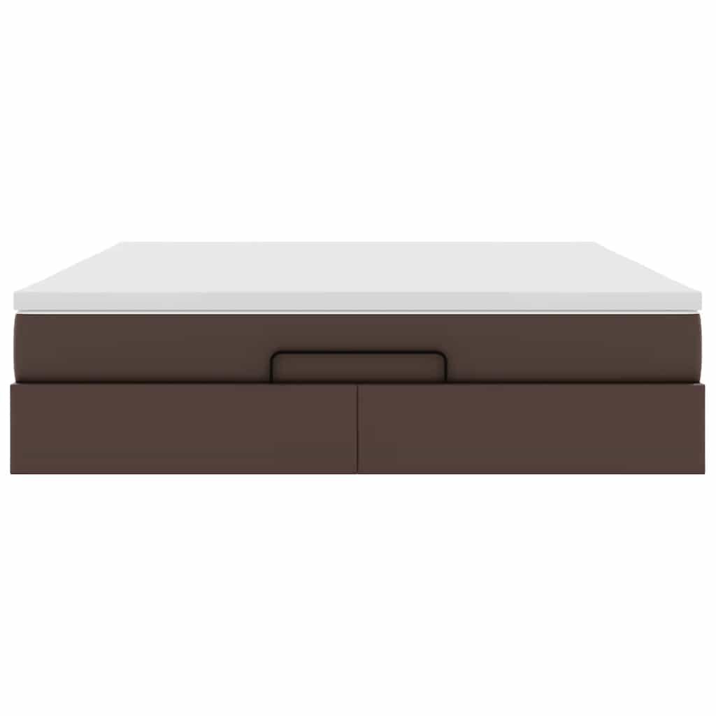 vidaXL Οθωμανικό κρεβάτι με στρώμα καφέ 180x200cm Faux Leather